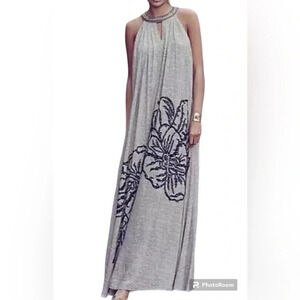 Anthropologie By Ranna Gill Grandiflora Halter Maxi Dress Size Medium